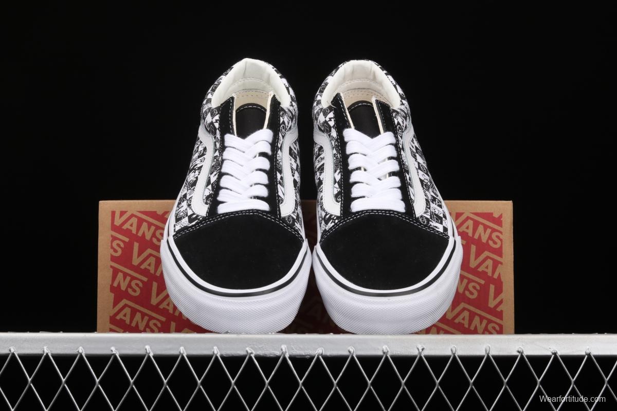 Vans Old Skool Vance black and white graffiti printed low upper canvas board shoes VN000D3HY28